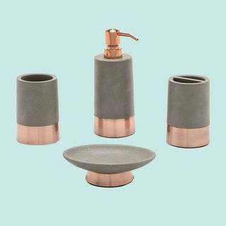 Modrn hormigón de 4 piezas con cobre acento de accesorios de baño Set