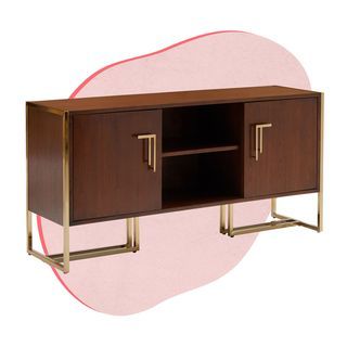 MoDRN Glam Marion Trineo de dos puertas con base de metal buffet