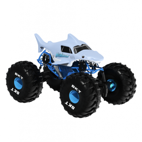 monster jam mega megalodon rc camión monstruo con forma de tiburón en azul, una buena elección de limpieza para los mejores juguetes nuevos de 2022