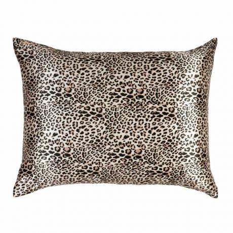 Funda de almohada de seda en leopardo